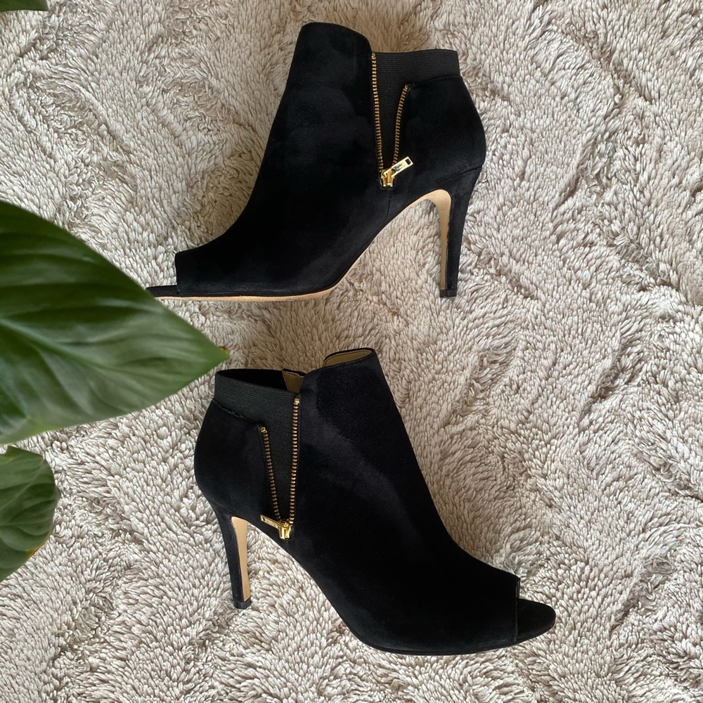 Marc Fisher Ankle Peep Toe Suede Black Boots Size 8